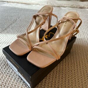 Lulu's Makennaa Light Nude Strappy High Heel Ankle Strap Sandals